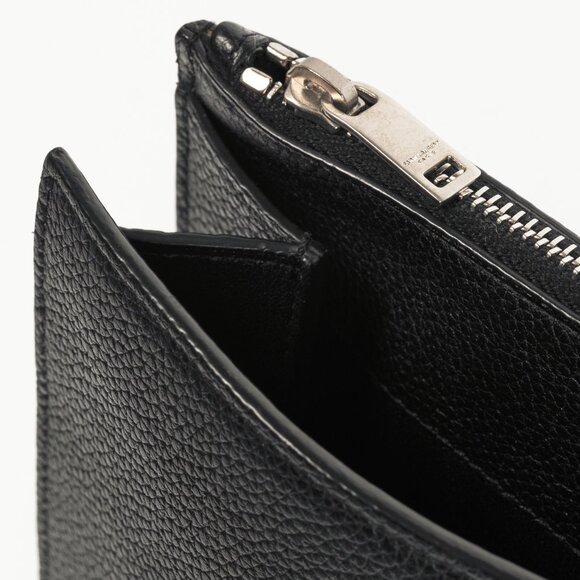 Saint Laurent Black Pebbled-Leather Flat Snap-Closure Clutch - Picture 10 of 14